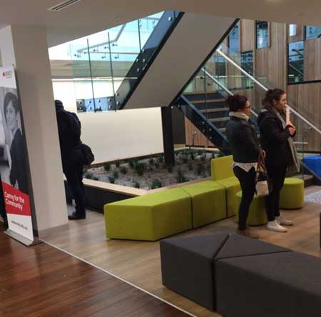 Inside the waiting room of the new RMIT teaching clinics.